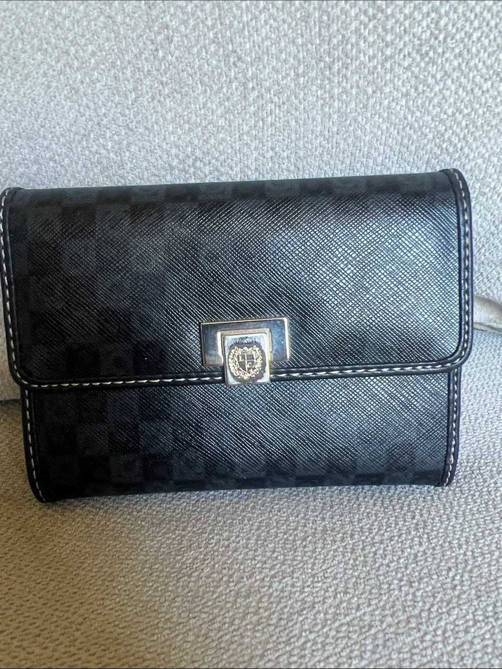 LC Trendz Black Wallet Clutch with Silver-Tone Accent